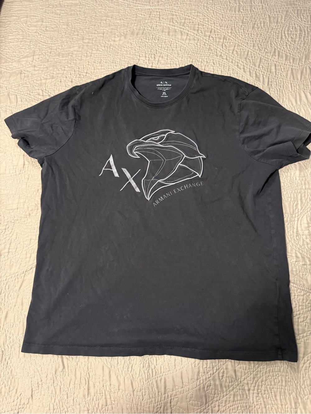 Armani Exchange Black Short-Sleeve AX Eagle Graphic Tee